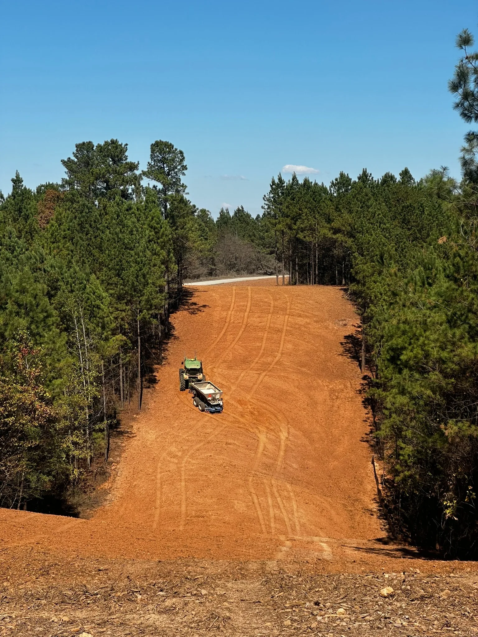 Aerial view of completed land clearing and site preparation