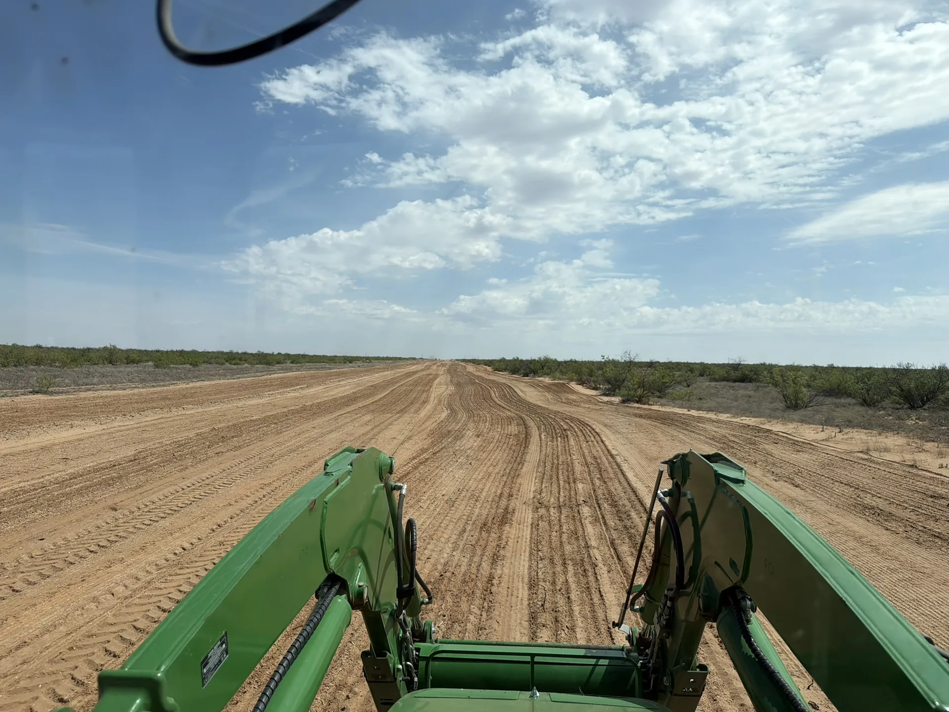 View from equipment traveling a broad West Texas right-of-way